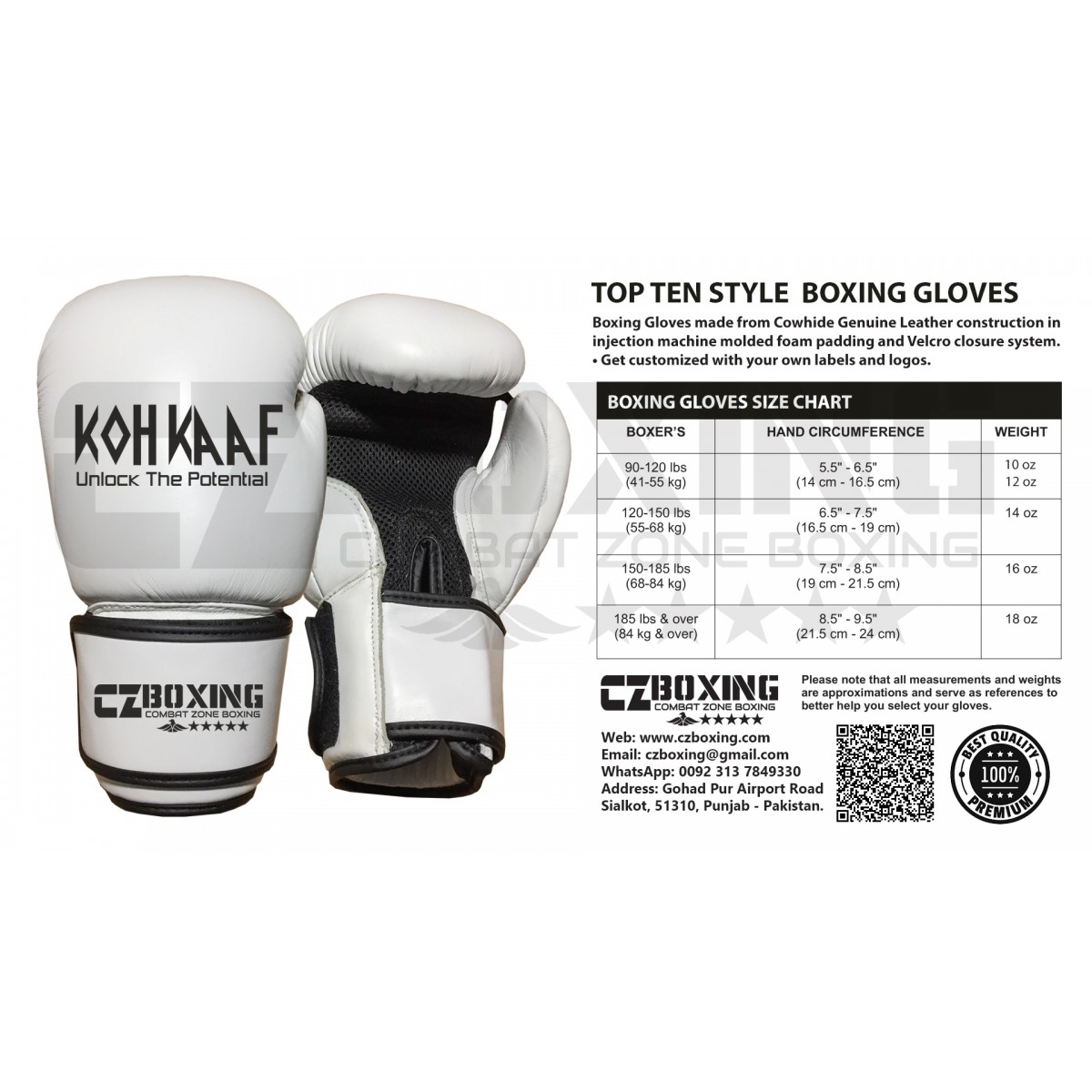 Personalized Boxing Gloves With Mesh Palm White & Black | CZ BOXING